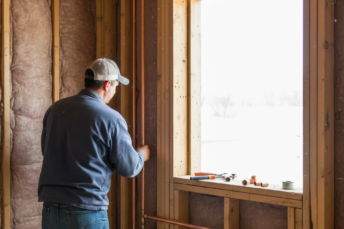 Licensed plumber running new copper supply lines in a Mallory home