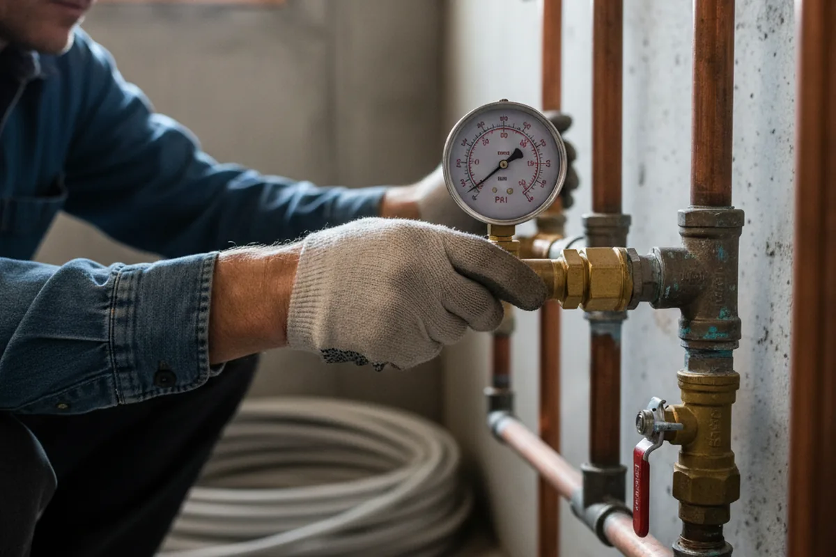 Pressure testing a repaired line during Water Line Repair in Mallory